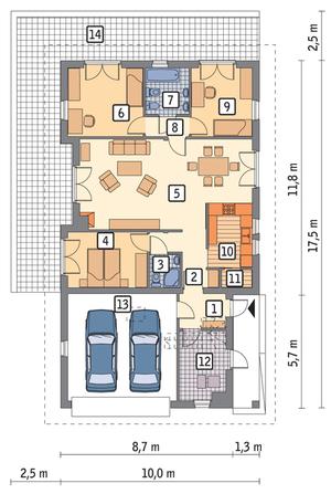 RZUT PARTERU POW. 97,8 m²